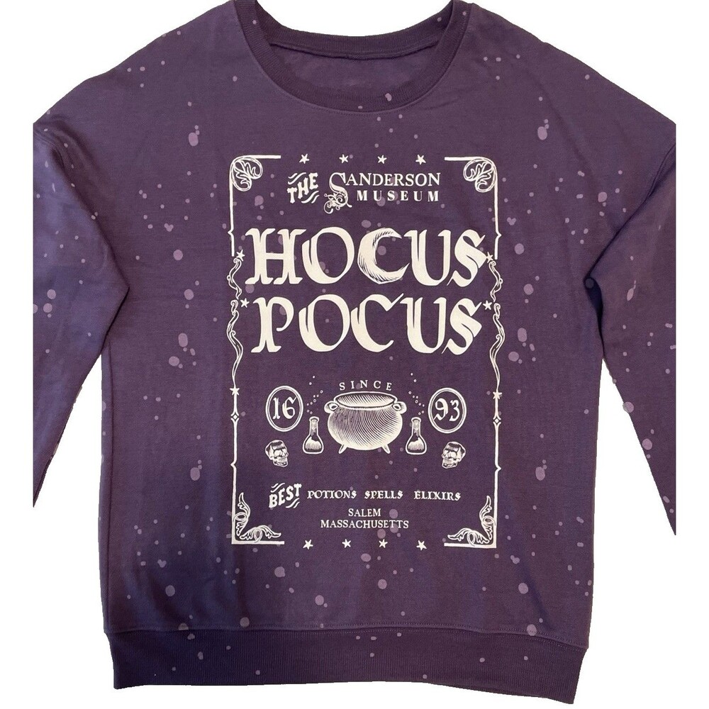 Disney Hocus Pocus Sweatshirt Womens M Purple Sanderson Museum Halloween NWT